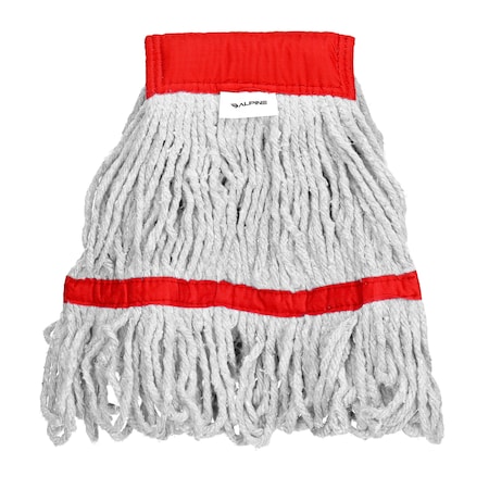 Alpine Industries 5in Head and Tail Bands Loop End 16oz Cotton Mop Head, Red, 3PK ALP301-01-5R-3PK